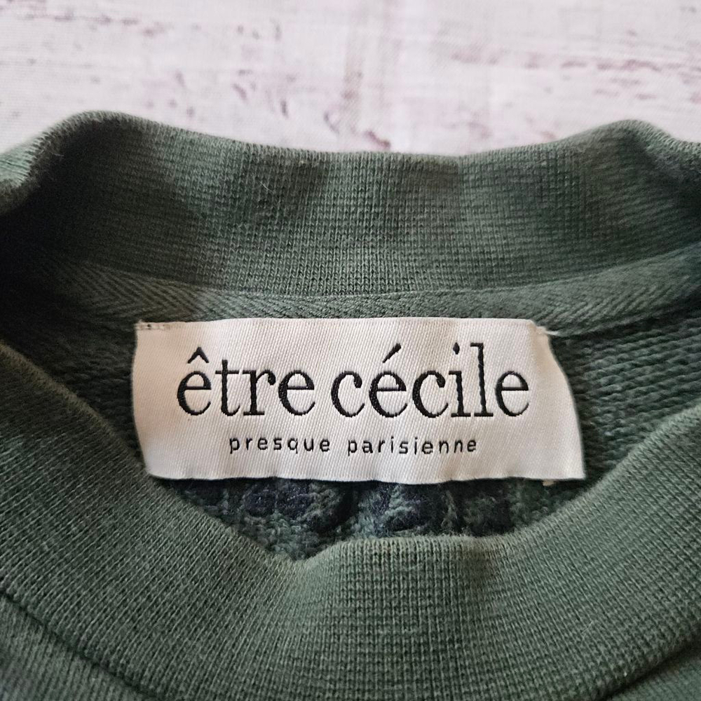 Etre Cecile Elephantastique Green Cotton Geometric Crewneck Sweater Womens XS - Picture 2 of 5